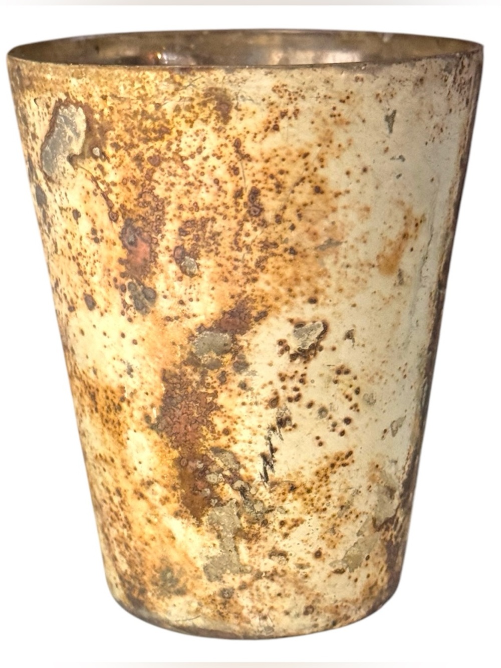 Sacred Tide Rust & Silver ‘Mercury’ Patina Fluted Blown Glass Mini Vase Planter